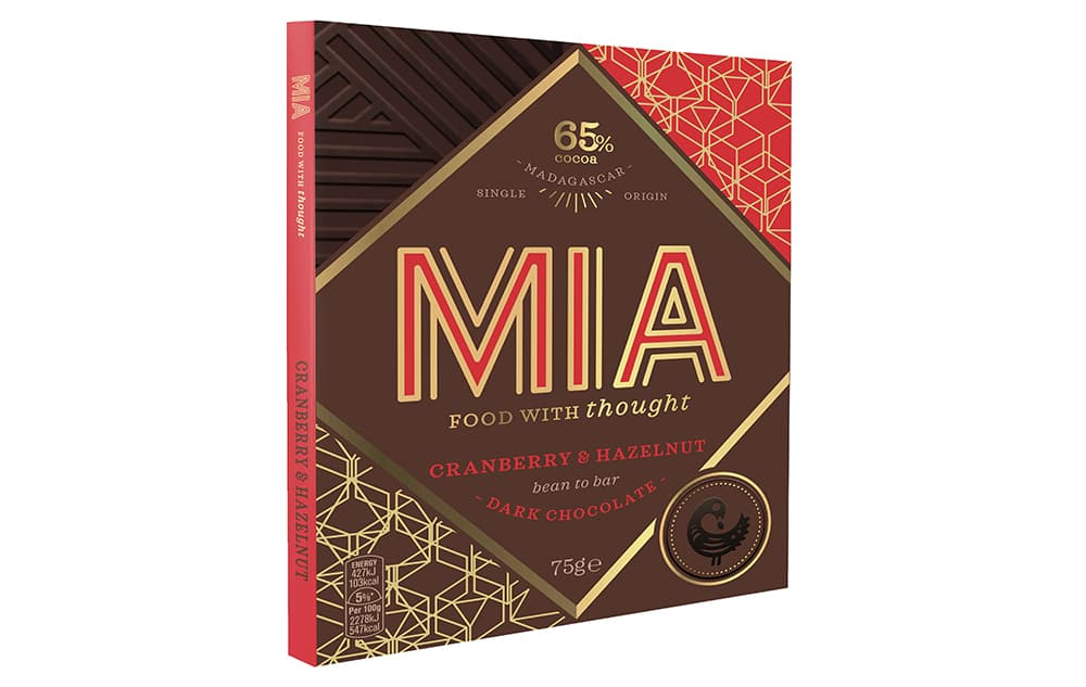 MIA SCHOKOLADE CRANBERRY & HAZELNUT 65% Cocoa