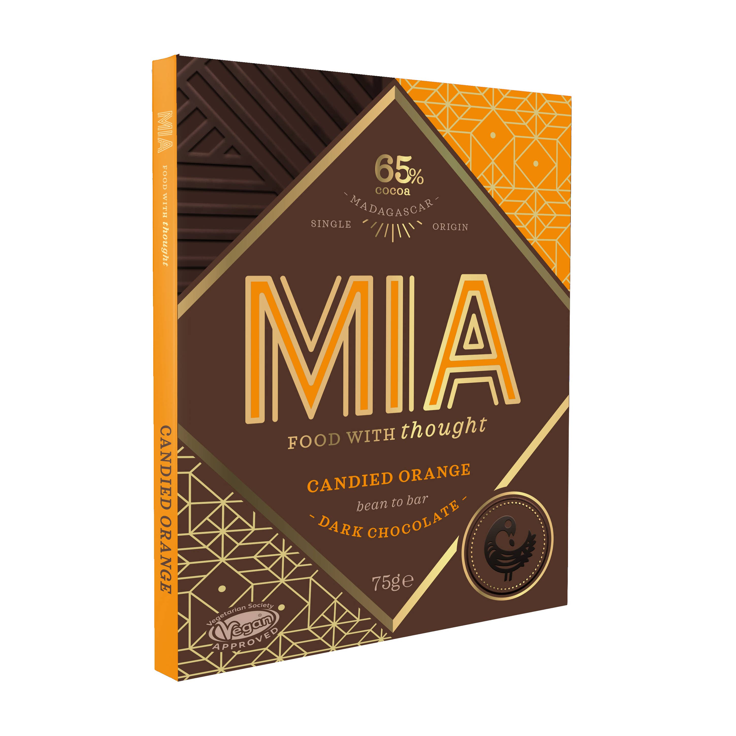 MIA Schokolade Kandierte Orangefarbige Zartbitterschokolade 65%