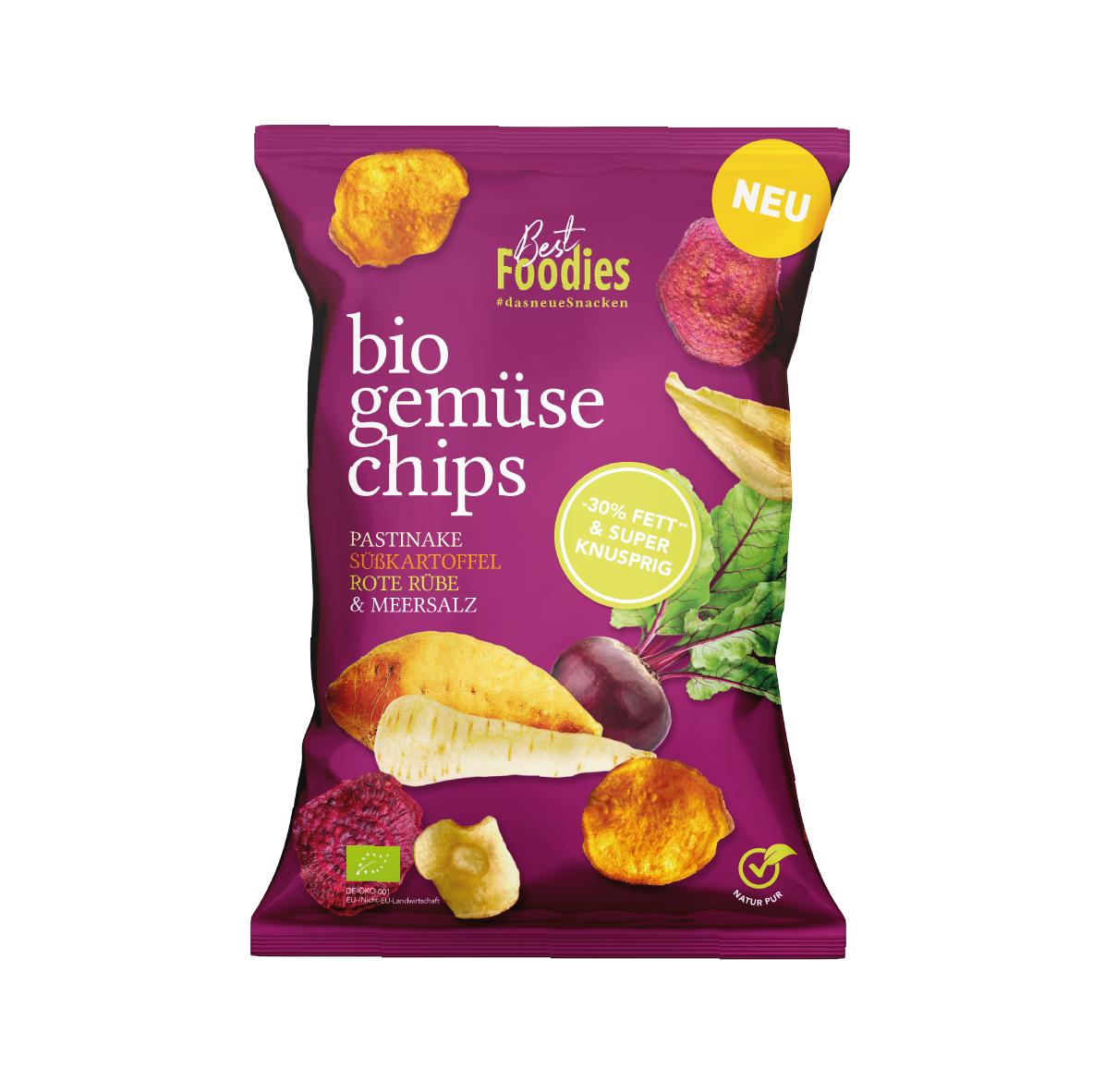 Bio Gemüse Chips Mix - Pastinake, Süsskartoffel, Rote Rübe