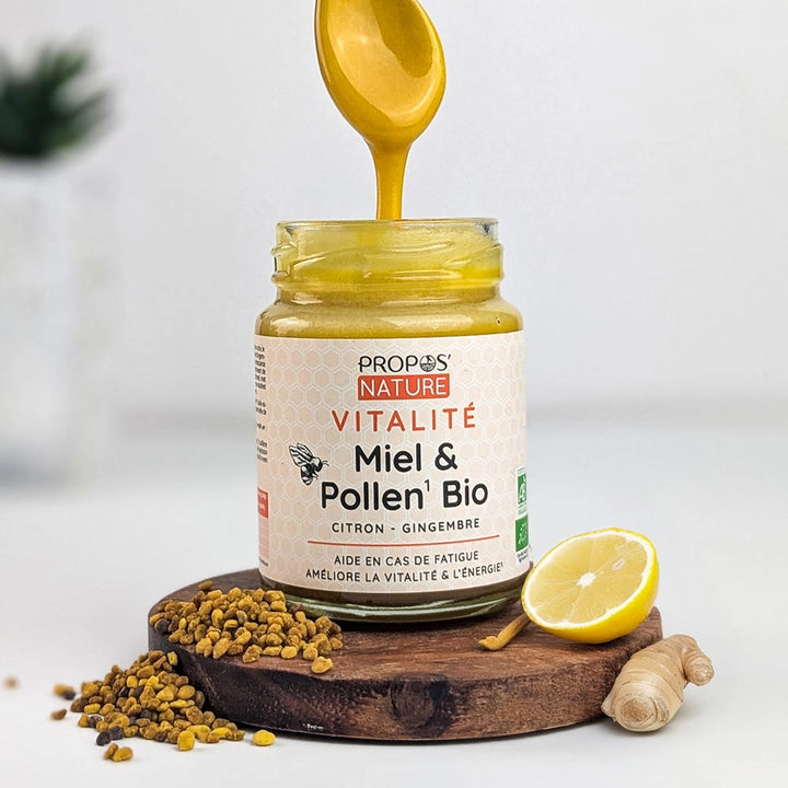 Honig, Pollen, Ingwer Zitrone Bio-Vitalitätsmischung