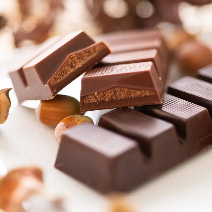 Milchriegel, Ganache und Kakaobohnen