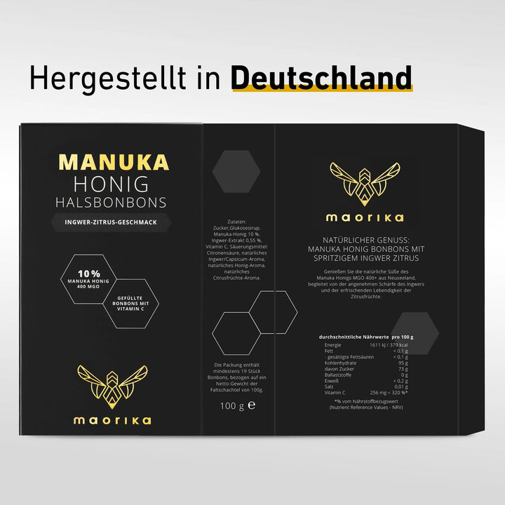 Manuka Halsbonbons - Ingwer Zitrus