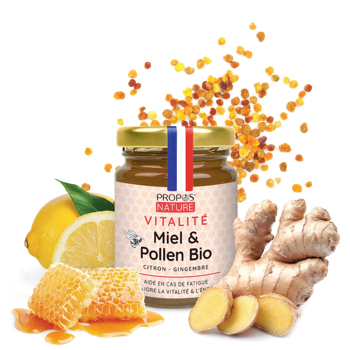 Honig, Pollen, Ingwer Zitrone Bio-Vitalitätsmischung