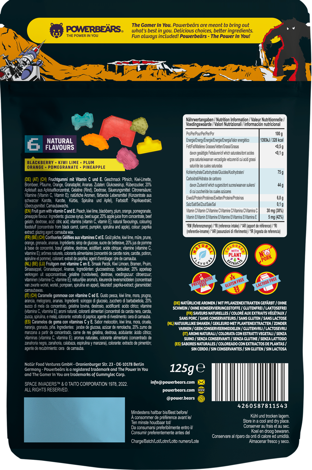 Space Invaders Fruchtgummis mit 20% Fruchtsaft 125g