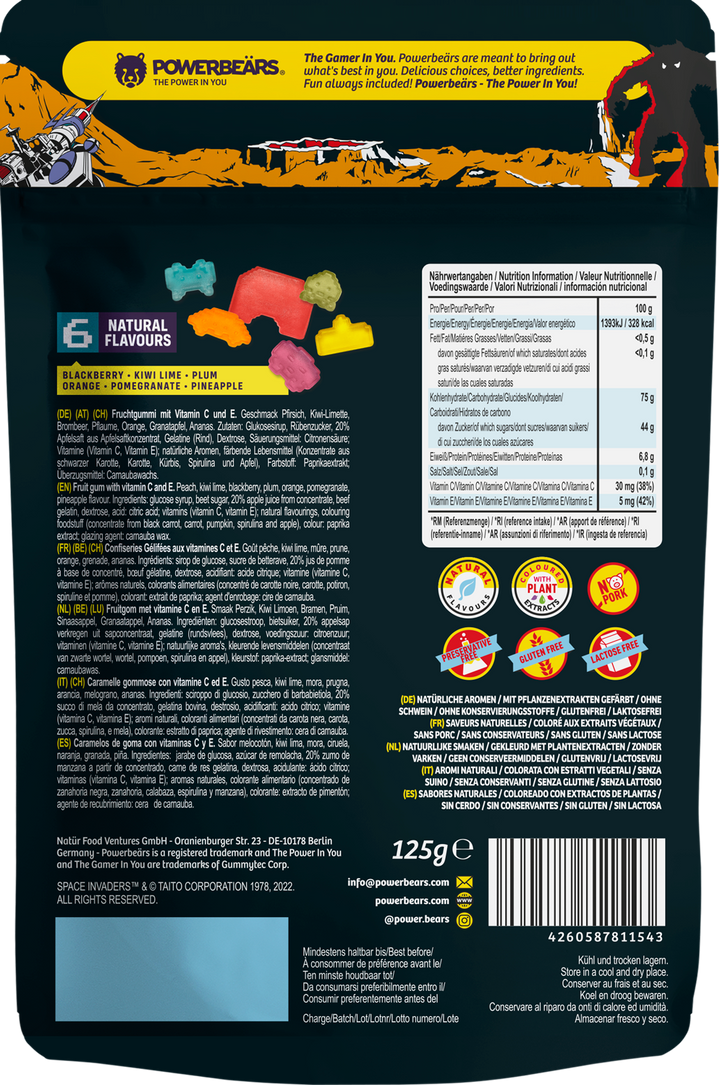 Space Invaders Fruchtgummis mit 20% Fruchtsaft 125g