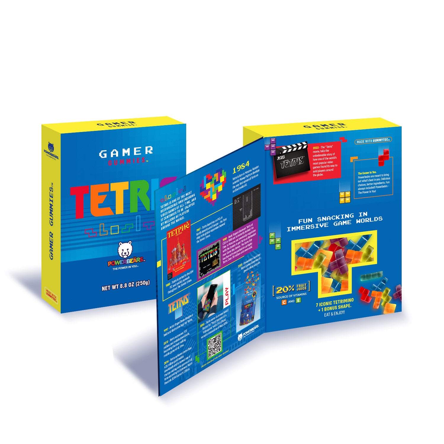 Tetris – Geschenkbox Gummies mit 20 % Fruchtsaft und Vitaminen 250g