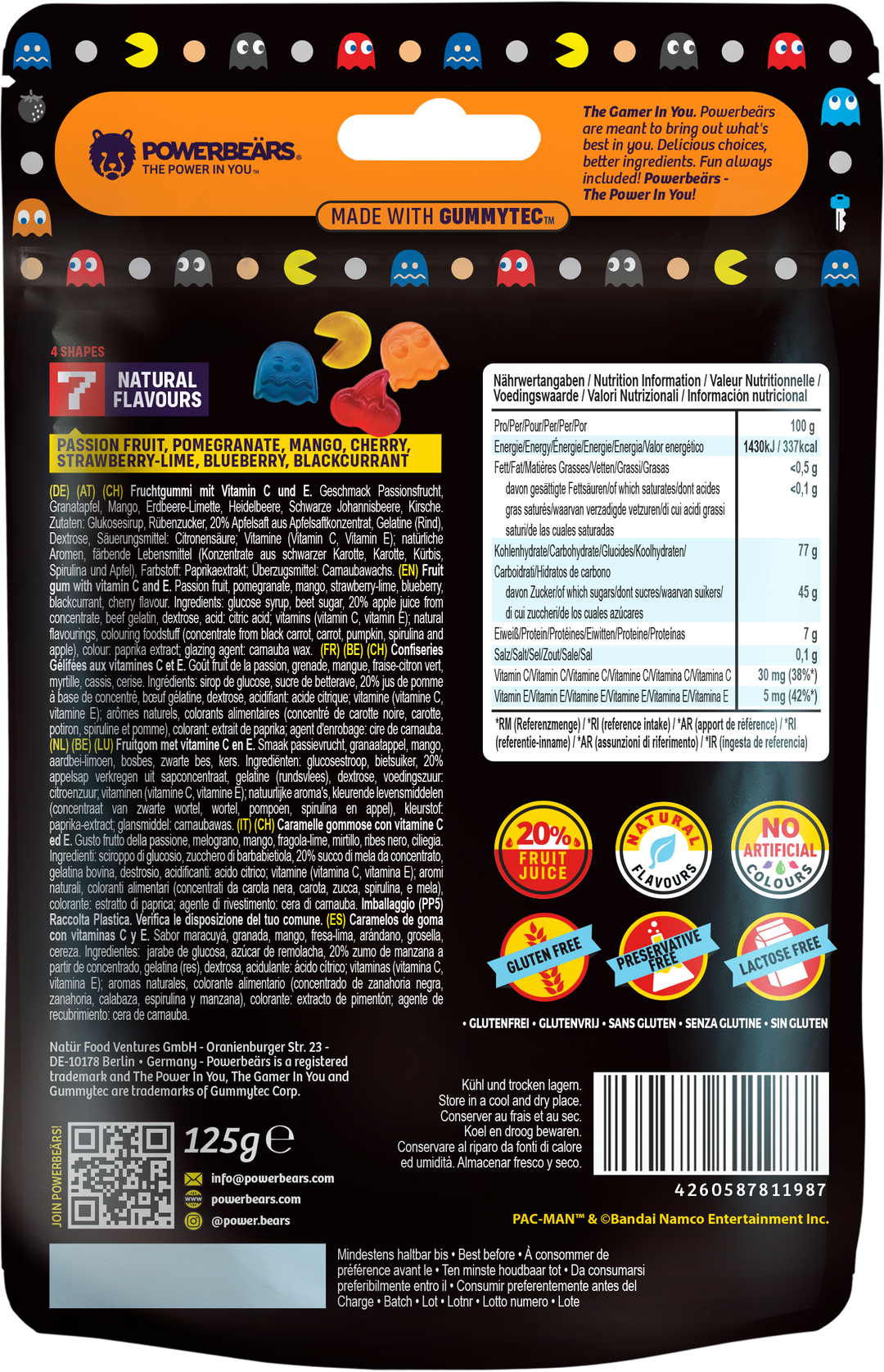 Pac-man Fruchtgummis mit Vit. C und E 50g
