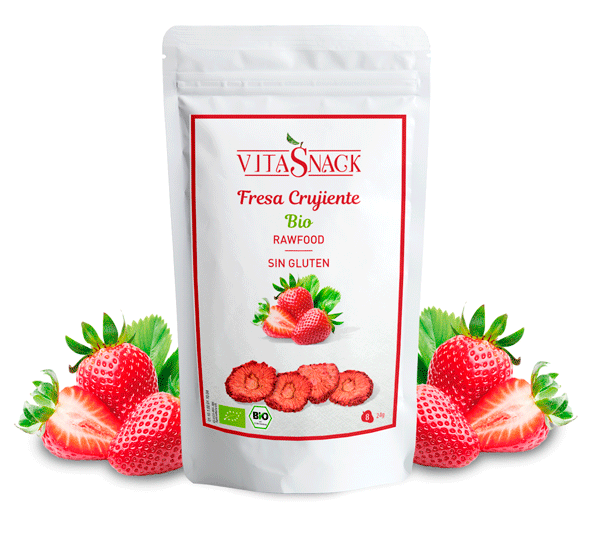 Erdbeerchips. 100% Obst Knusprige Bio Chips