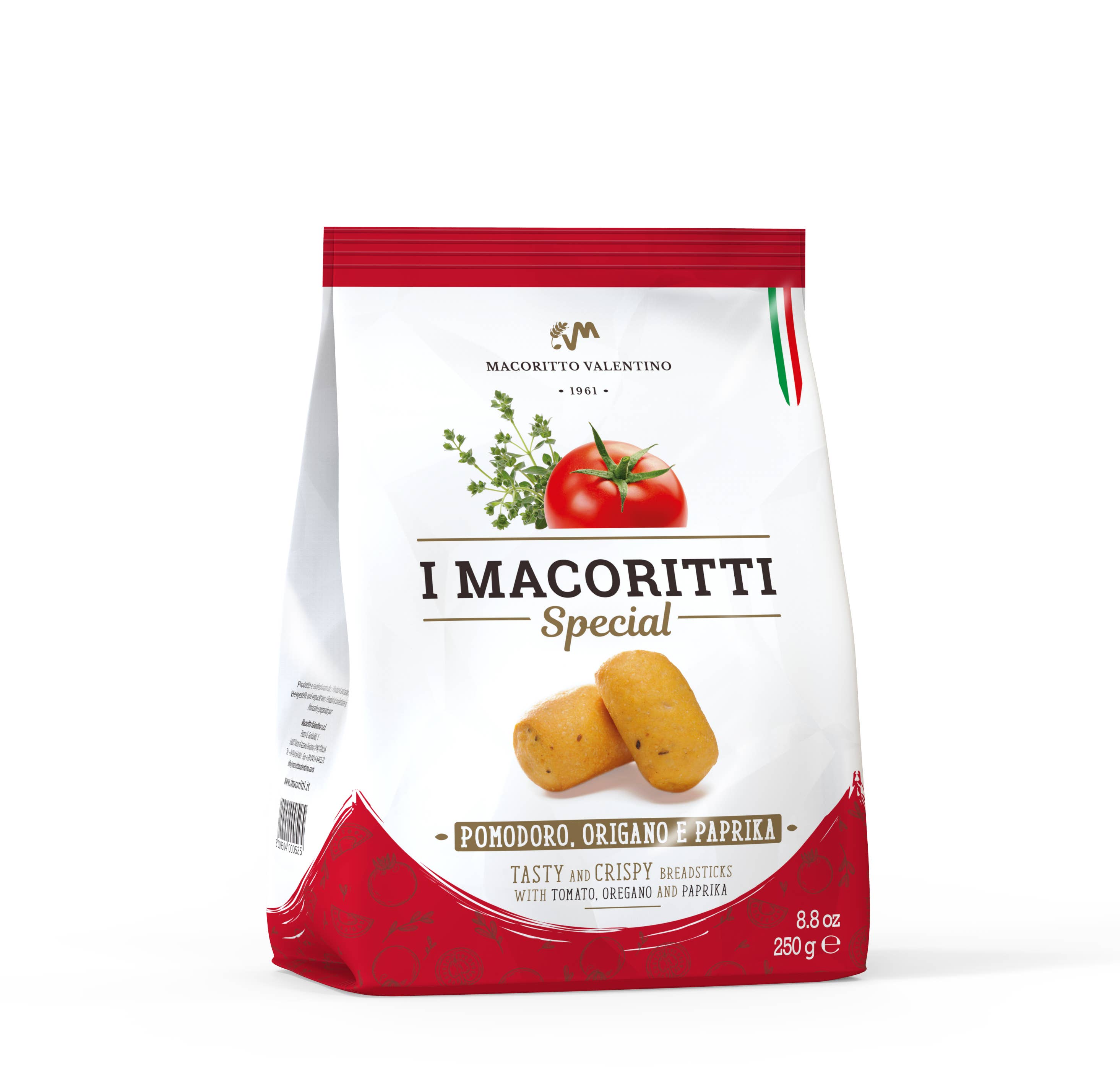 Macoritti con pomodorini e origano Minigrissini Speciali